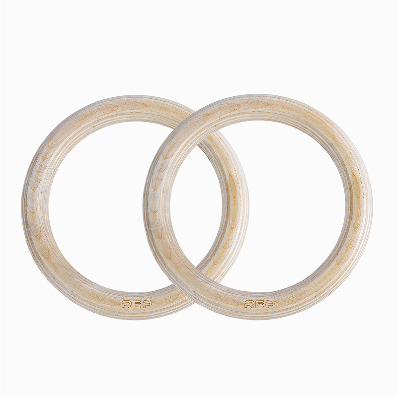 Studio-shot of the 1.11inch REP Competition Gymnastic Wood Rings