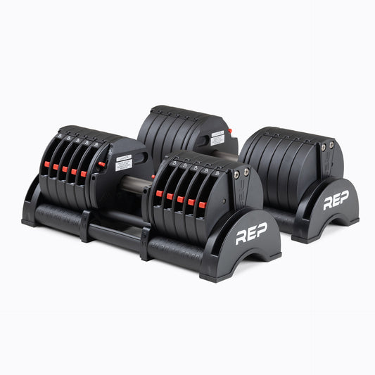 Pair of 60lb REP Fitness QuickDraw Adjustable Dumbbells