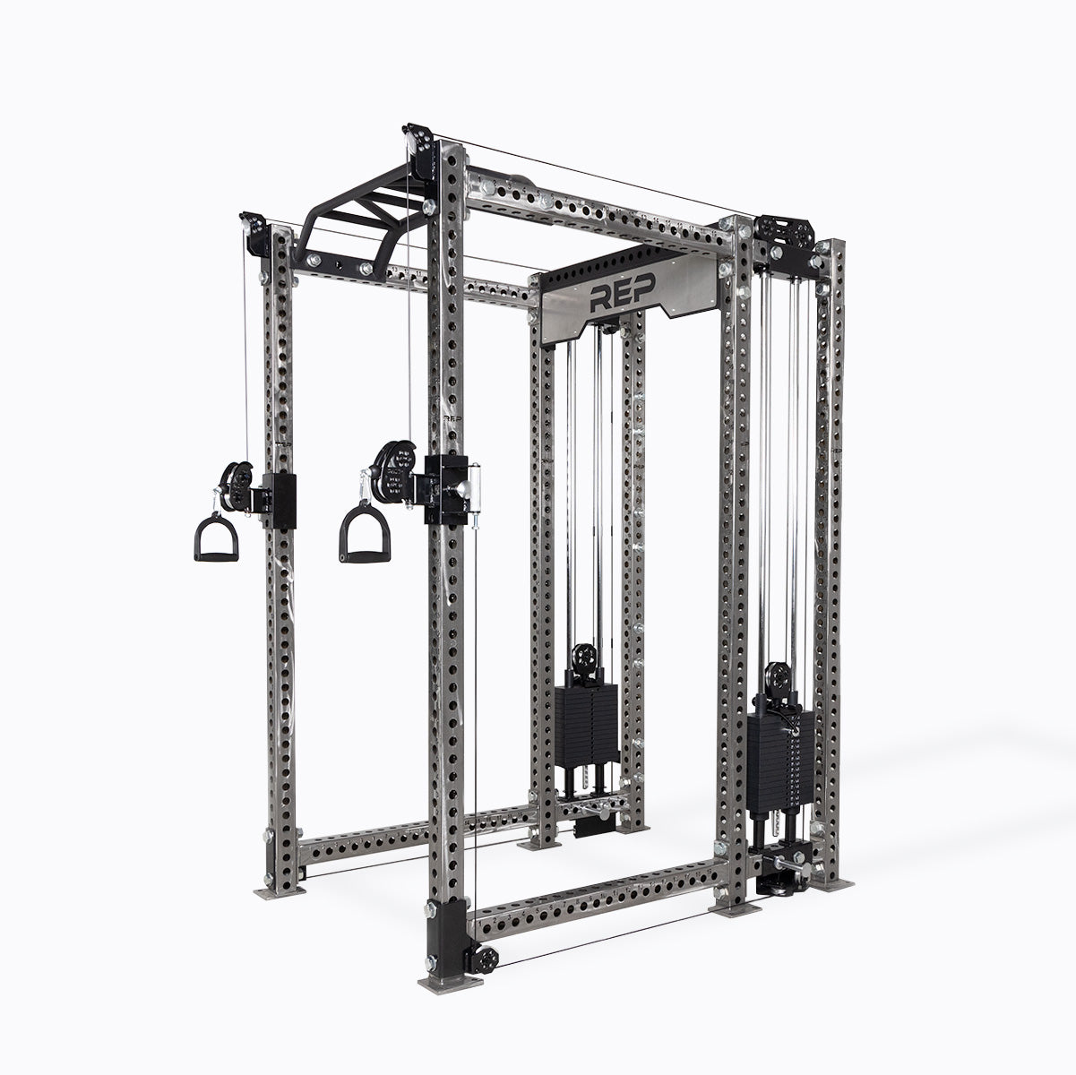 Athena Selectorized Side-Mount Functional Trainer Dual Side Shown on Clear Coat PR-5000 Power Rack 
