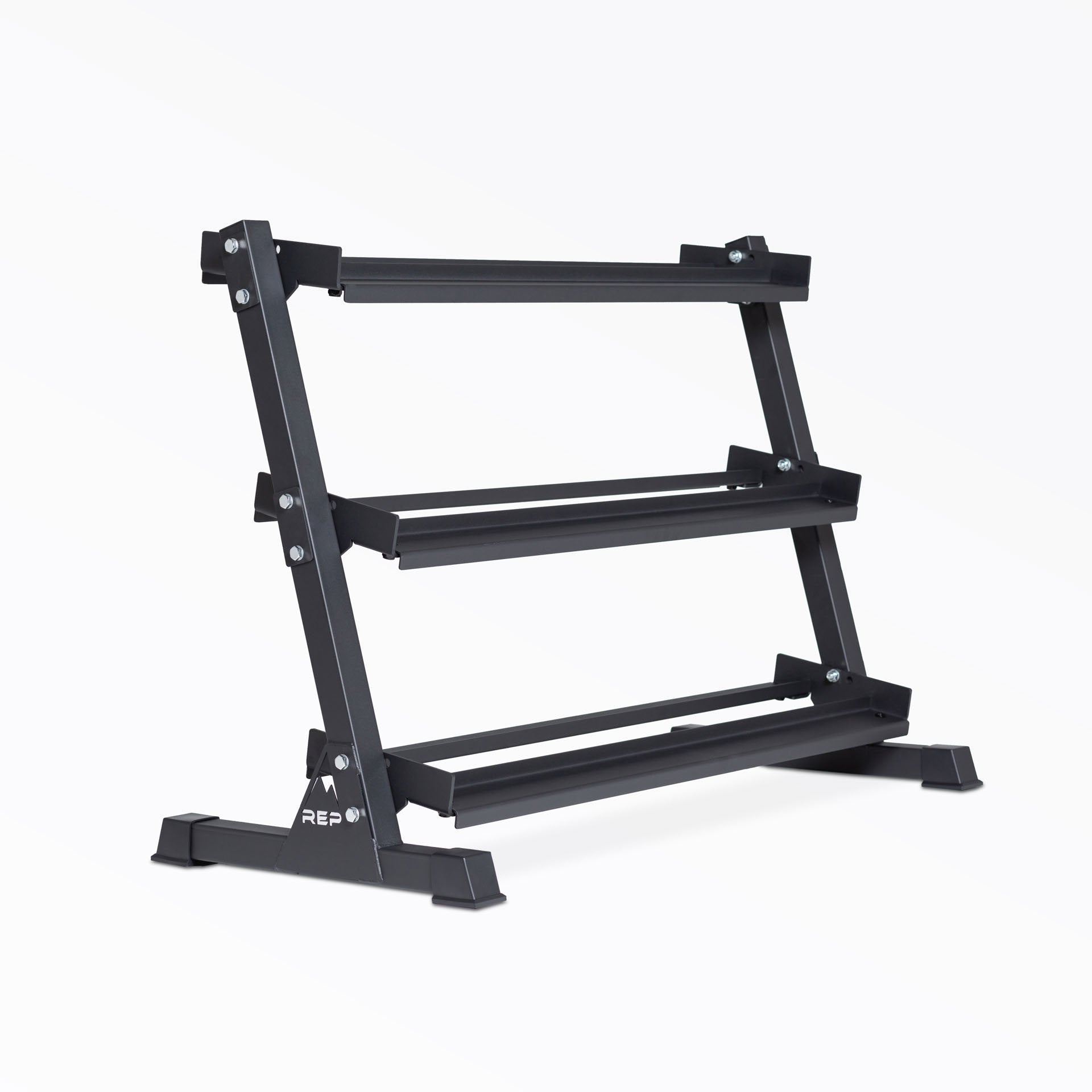 3-tiered metallic black REP Dumbbell Rack