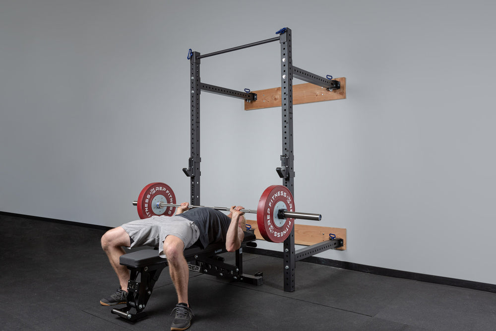 PR-41000 Folding Squat Rack In Use (Bench Press)