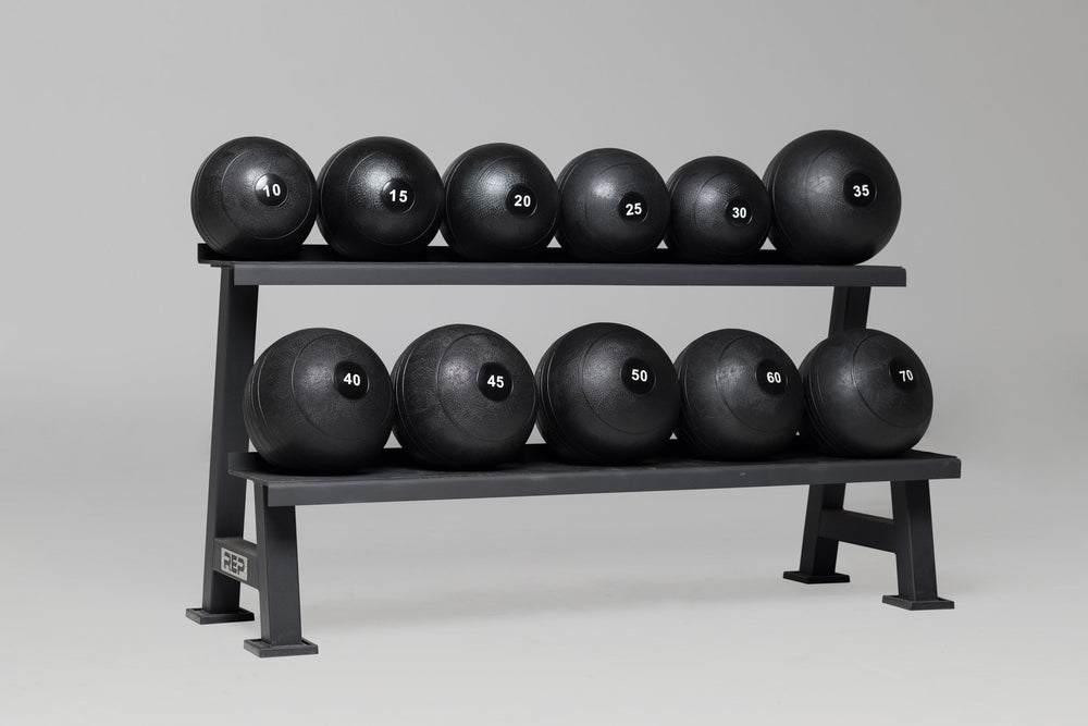 Slam Balls on a rack